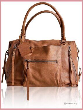 Large Vegan Leather Tote Bag with Zipper - Hobo Handbag for Women - Adjustable